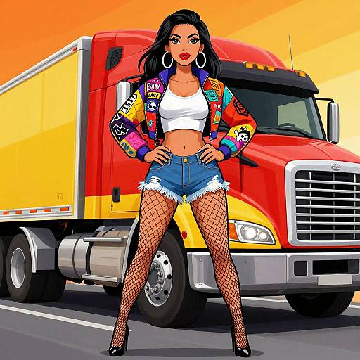 Confident Woman by Semi-Truck