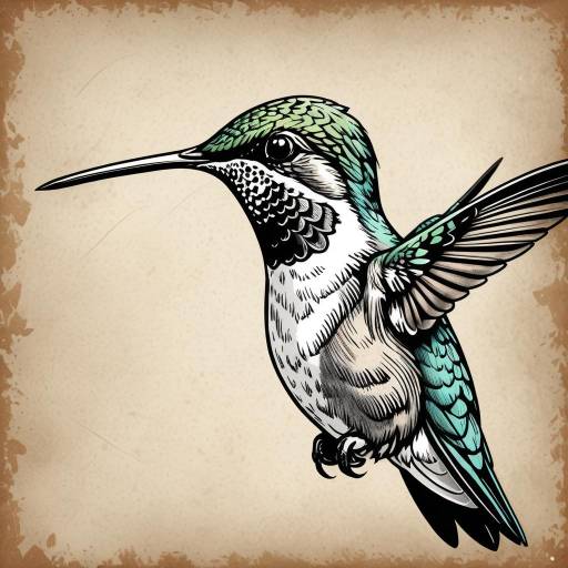 Vintage Black and White Hummingbird Portrait