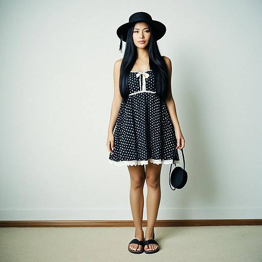 Realistic Girl in Fancy Flip Flop Dress