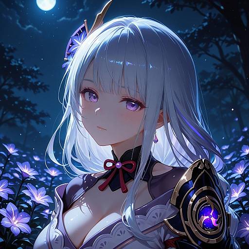 Moonlight Raiden Shogun with Flowers