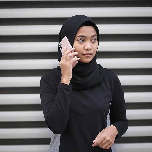 Portrait of Asian Woman in Black Hijab