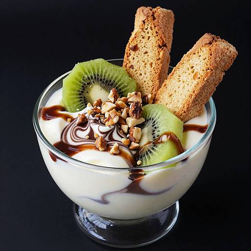 Colorful Fancy Dessert in Glass Dish