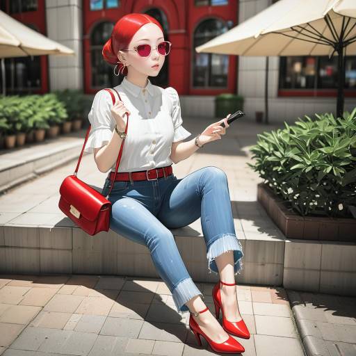 Stylish Girl in Denim and Sunglasses