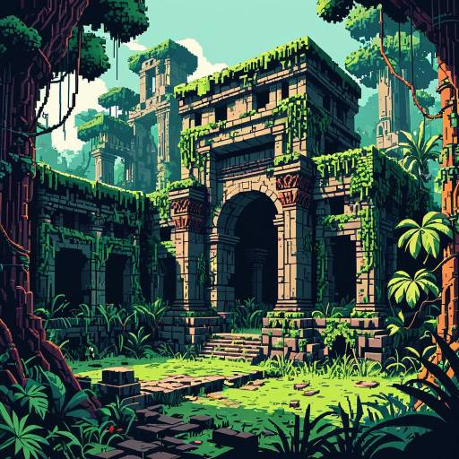 Vibrant Pixel Art Jungle Ruins
