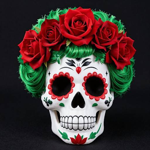 Sugar Skull with Green Pompadour