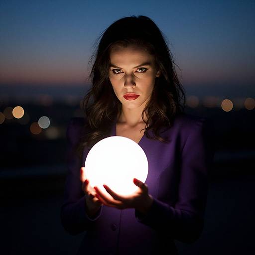 Noir Cinematic Woman with Glowing Orb