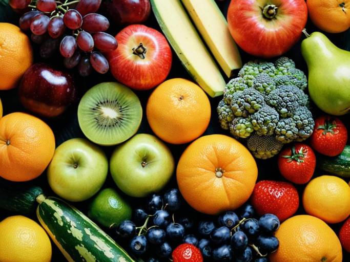 Vibrant Fruit and Vegetable Background Design
