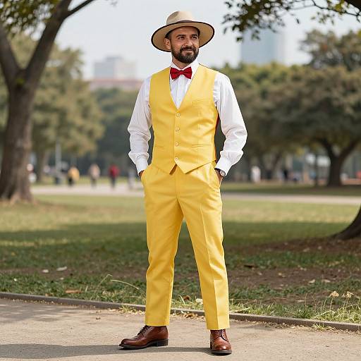 Confident Man in Sunny Park Attire
