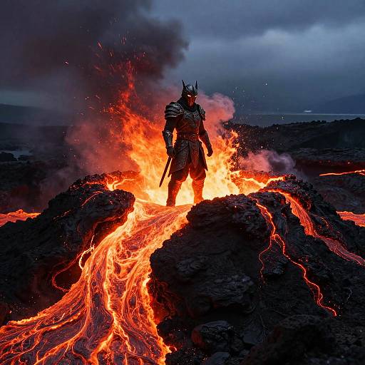 Volcano Guardian in Obsidian Armor