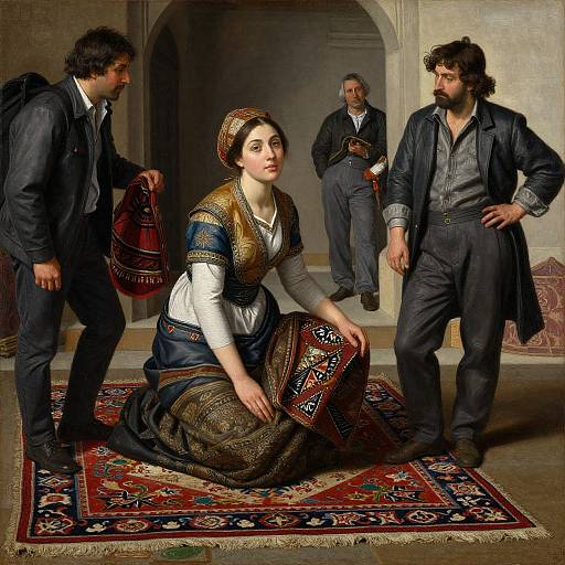 Intricate Portrait of Carpet Seller
