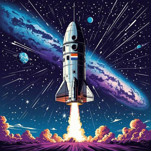 Retro Futuristic Space Capsule Blast Off