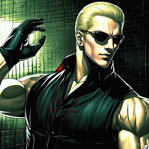 Illustration of Albert wesker, resident evil in the style of Yoshida keiji