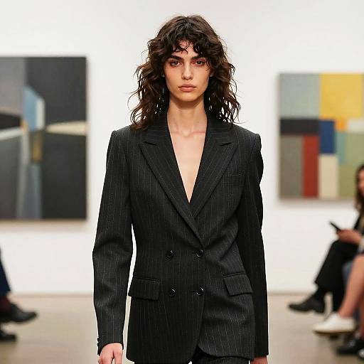 Textured Hair Model in Pinstripe Suit