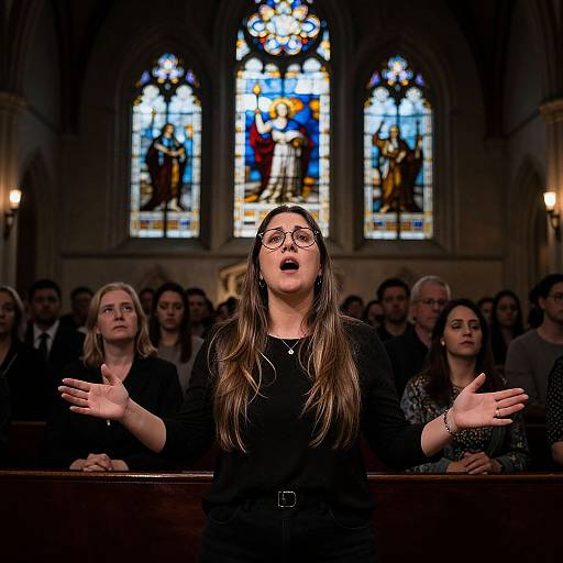 Passionate Woman Singing in Church