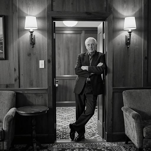 Serious Elderly Man in Doorway