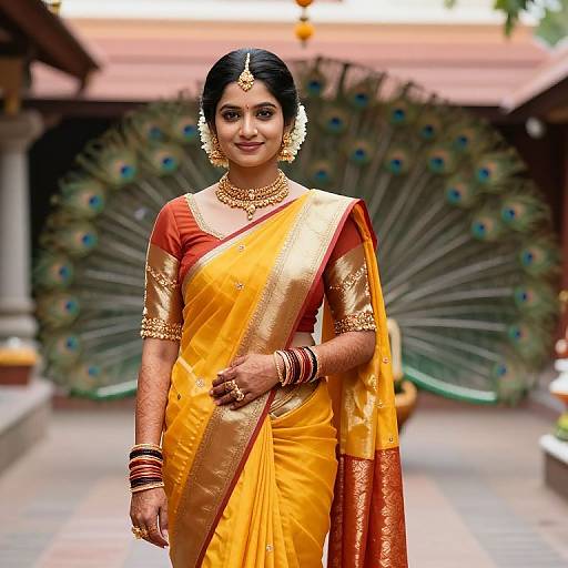 Bride in Kandangi Saree at Temple Wedding