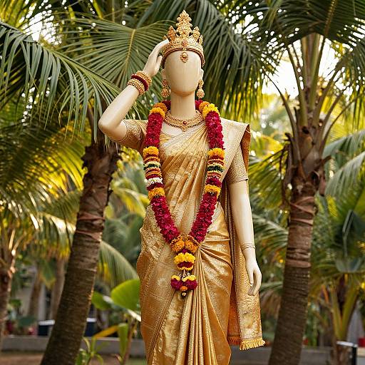 Luxurious Gold Sari Mannequin Elegance