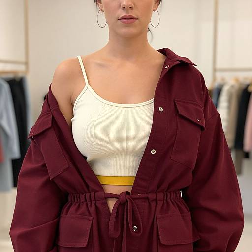 Casual Chic in Burgundy Utility Jacket