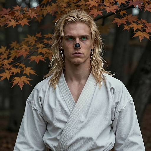 Cinematic Blonde Karateka in Nature