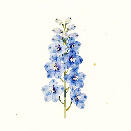 Minimalist Blue Delphinium Watercolor
