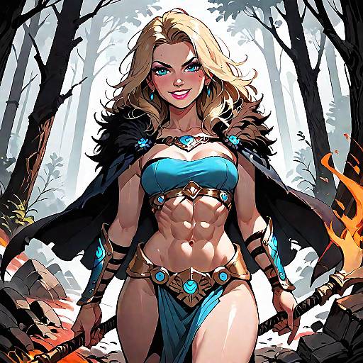 Blazing Barbarian Warrior in Battle