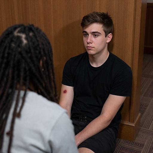 Young Man with Bruise, Dreadlocked Companion