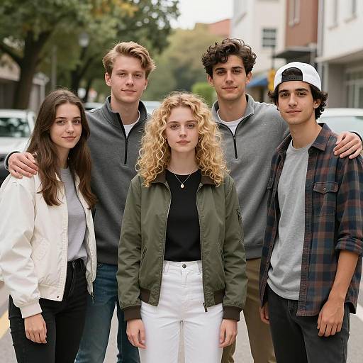 Group of Five Young Adults Outdoors