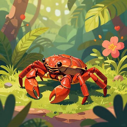Cangrejo Tropical en Ilustración Semi-Realista