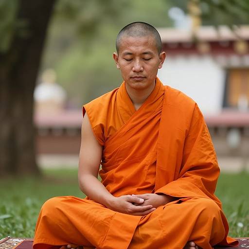 Photorealistic Meditating Buddhist Monk