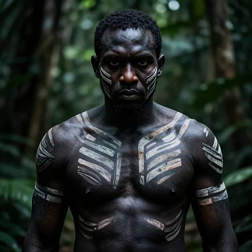 Tribal Warrior Portrait with Body Paint