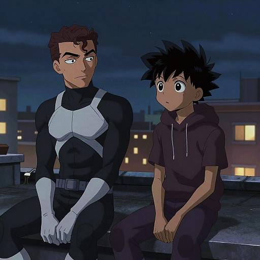 Miles Morales and Deku Rooftop Moment
