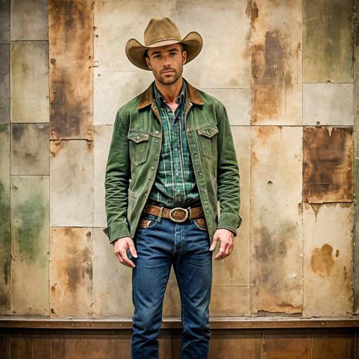 Rugged Cowboy in Moss Green Outfit