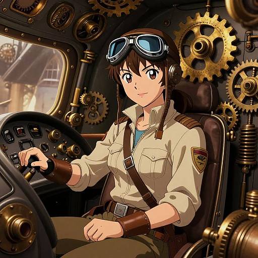 Steampunk Anime Ladyboy Pilot