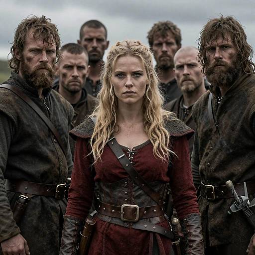 Medieval Warriors in Gritty Battle Stance