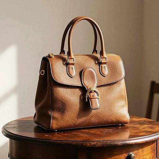 Delvaux Classic Handbag on Vintage Table