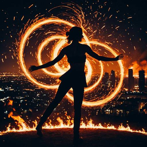 Magic of Fire-Dancing Silhouette at Night