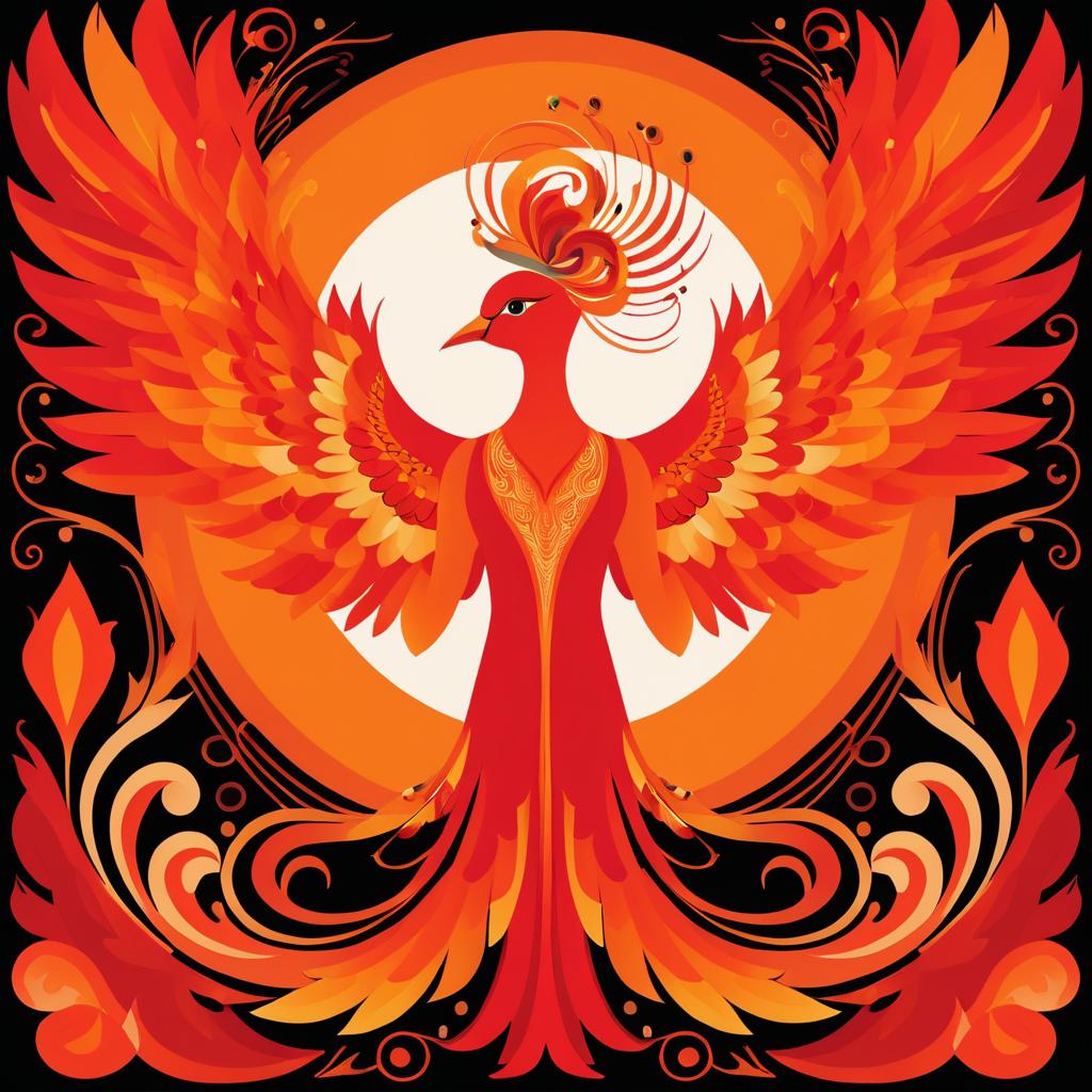 Mythical Phoenix Doodle Art Print