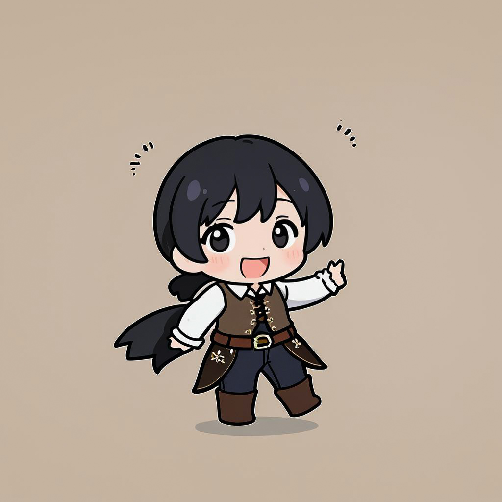 Chibi Cowgirl Surprised on Horseback