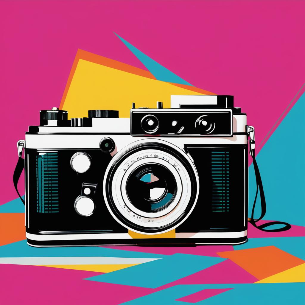 Retro Camera in Warhol's Pop Art Style