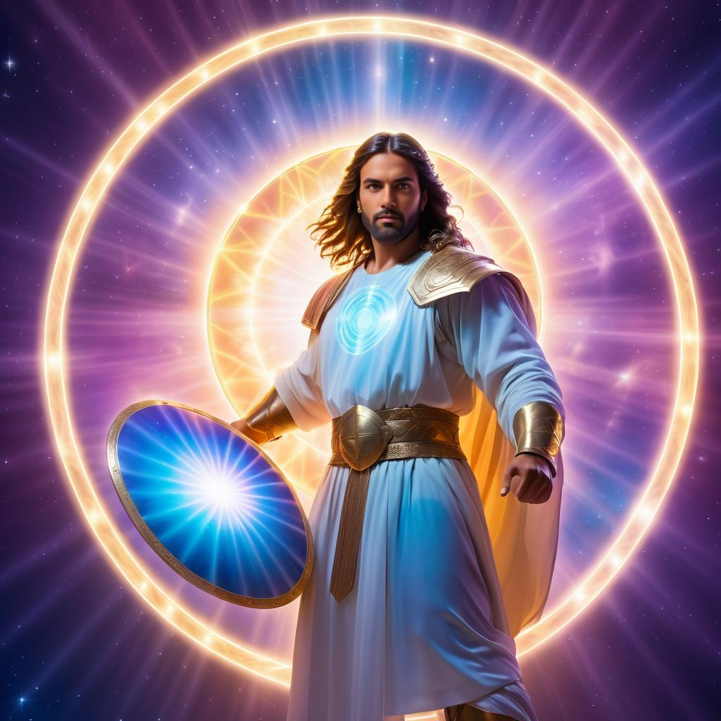 Jesus in Defensive Stance with Shield