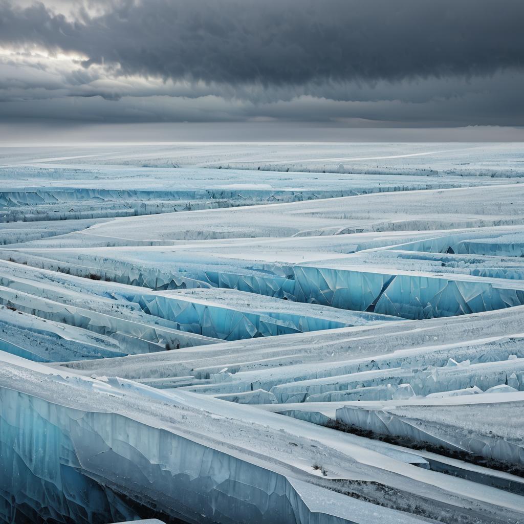 Intricate Glacier Fields in Soft Overcast