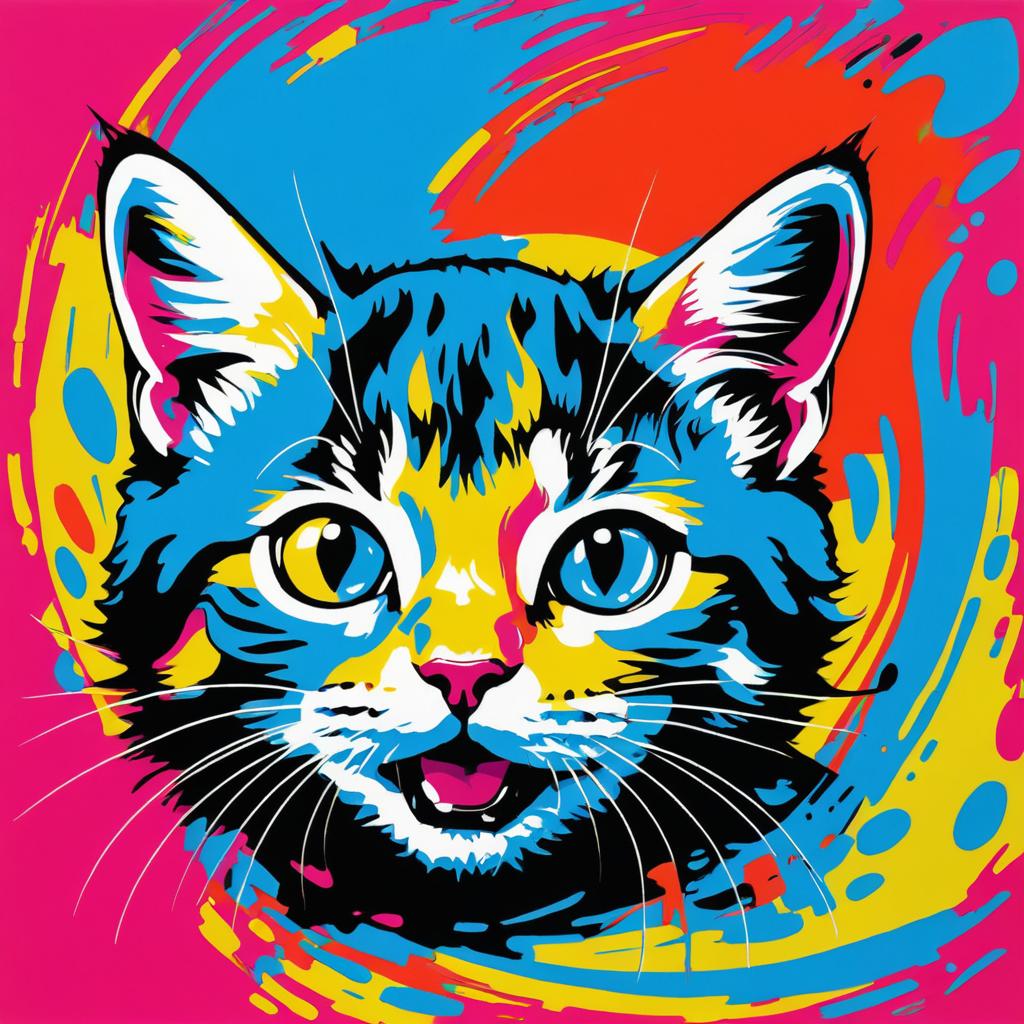 Vibrant Kitten Portrait in Bold Colors