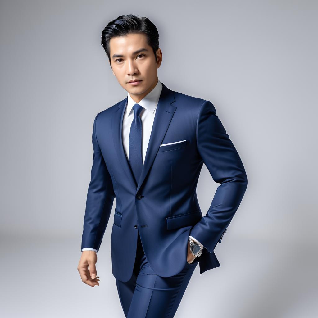 Confident Asian Male Model in Suit