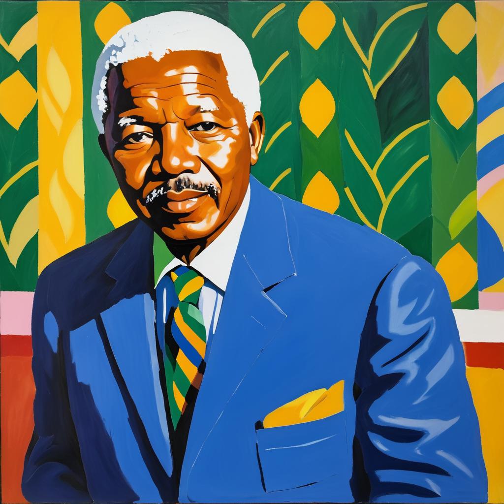 Nelson Mandela Portrait in Matisse Style