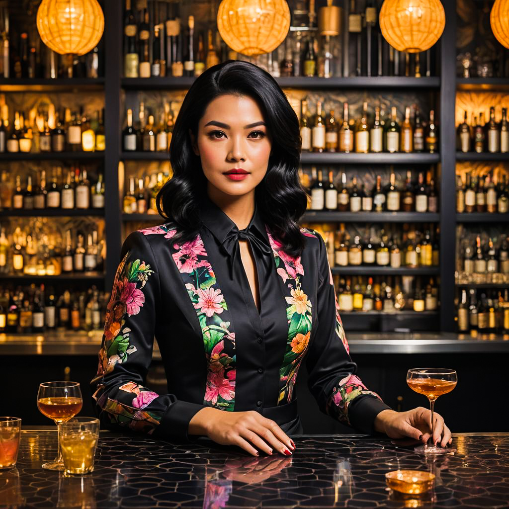 Stylish Female Bartender in Studio Setting