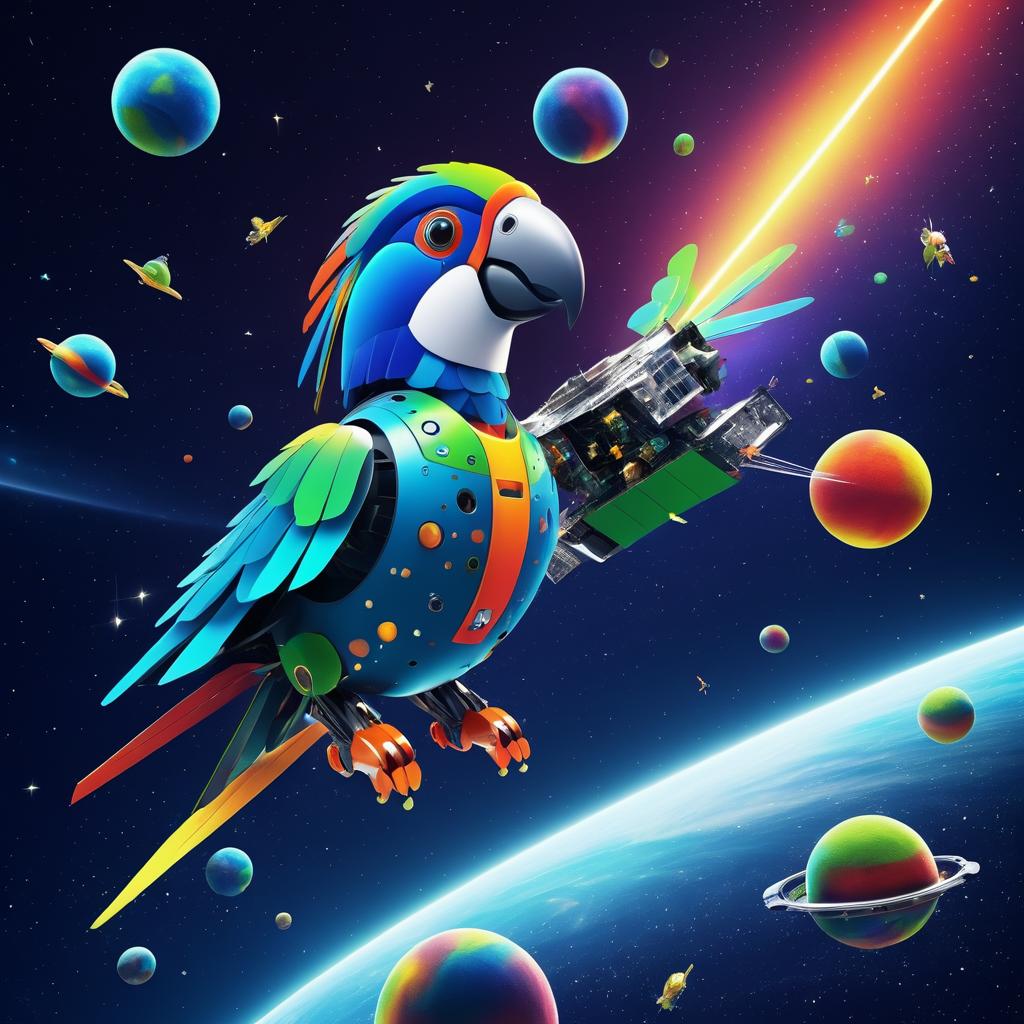 Playful Robotic Parrot in Space