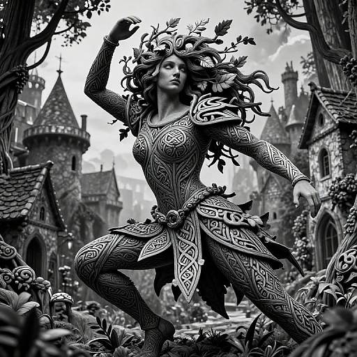 Celtic Nature Warrior in Medieval Forest