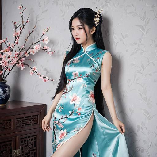 Elegant Sexy Cosplay in Silk Cheongsam