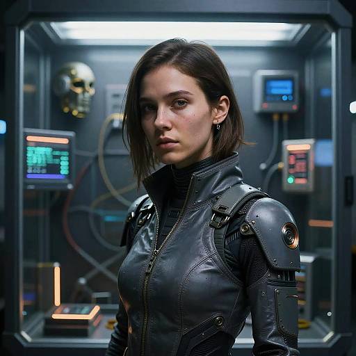 Futuristic Cyberpunk Woman Portrait