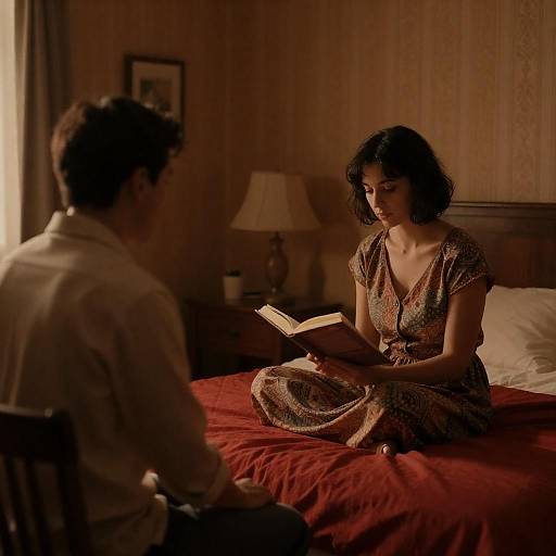 Warm Orange Bedroom with Woman Reading